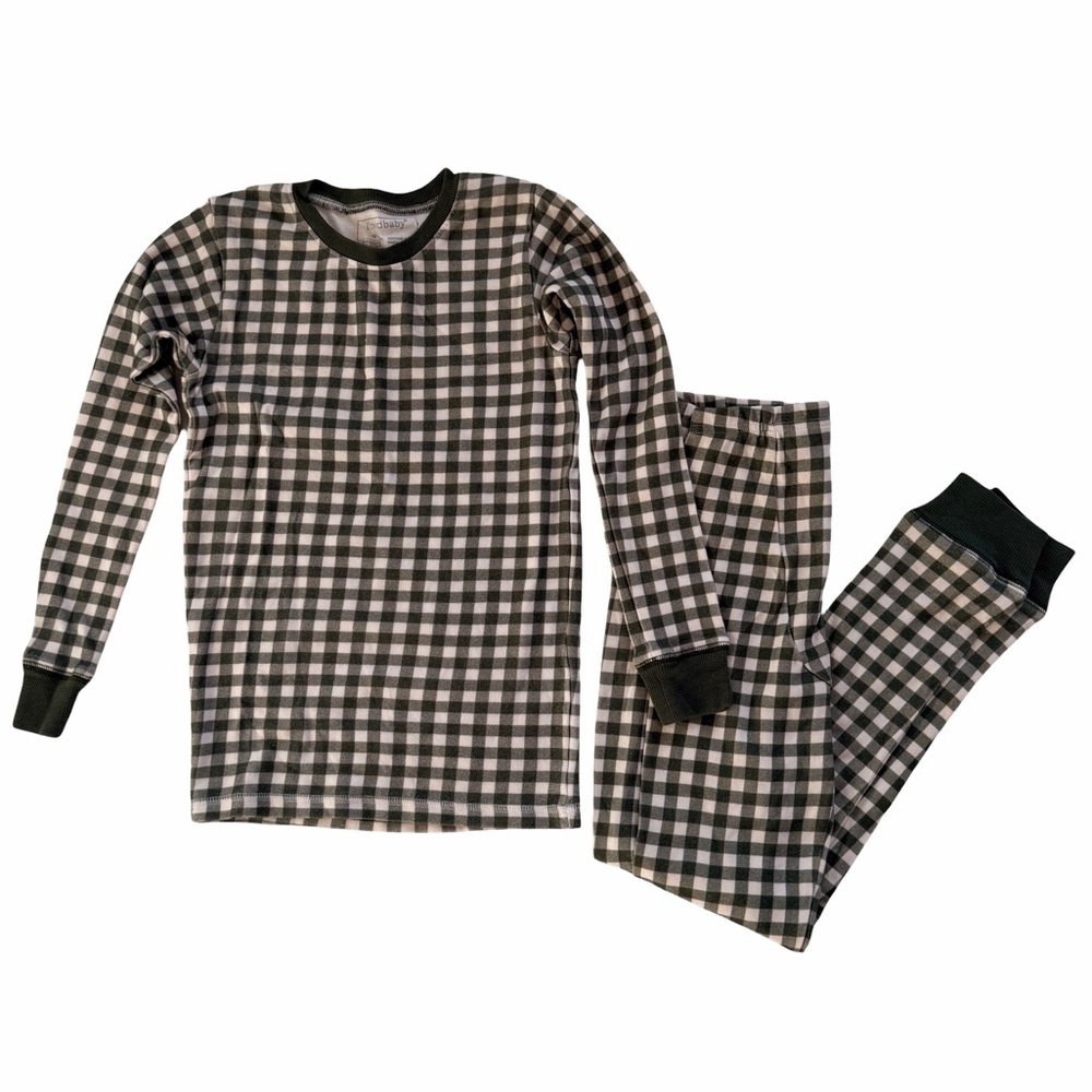 Lovedbaby Organic Cotton Pajama Set – Green Gingham (Size 10)